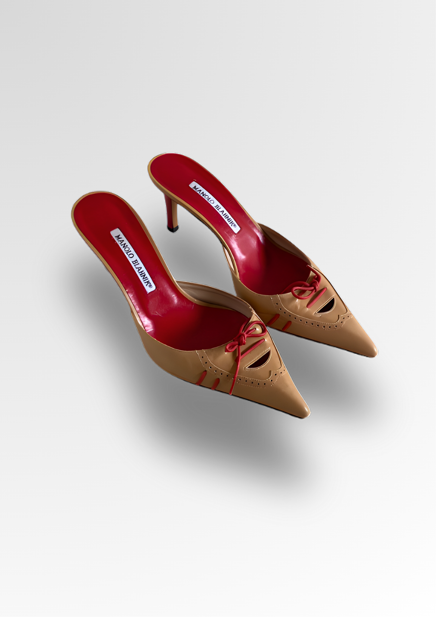 MANOLO BLAHNIK LACE-UP KITTEN MULES