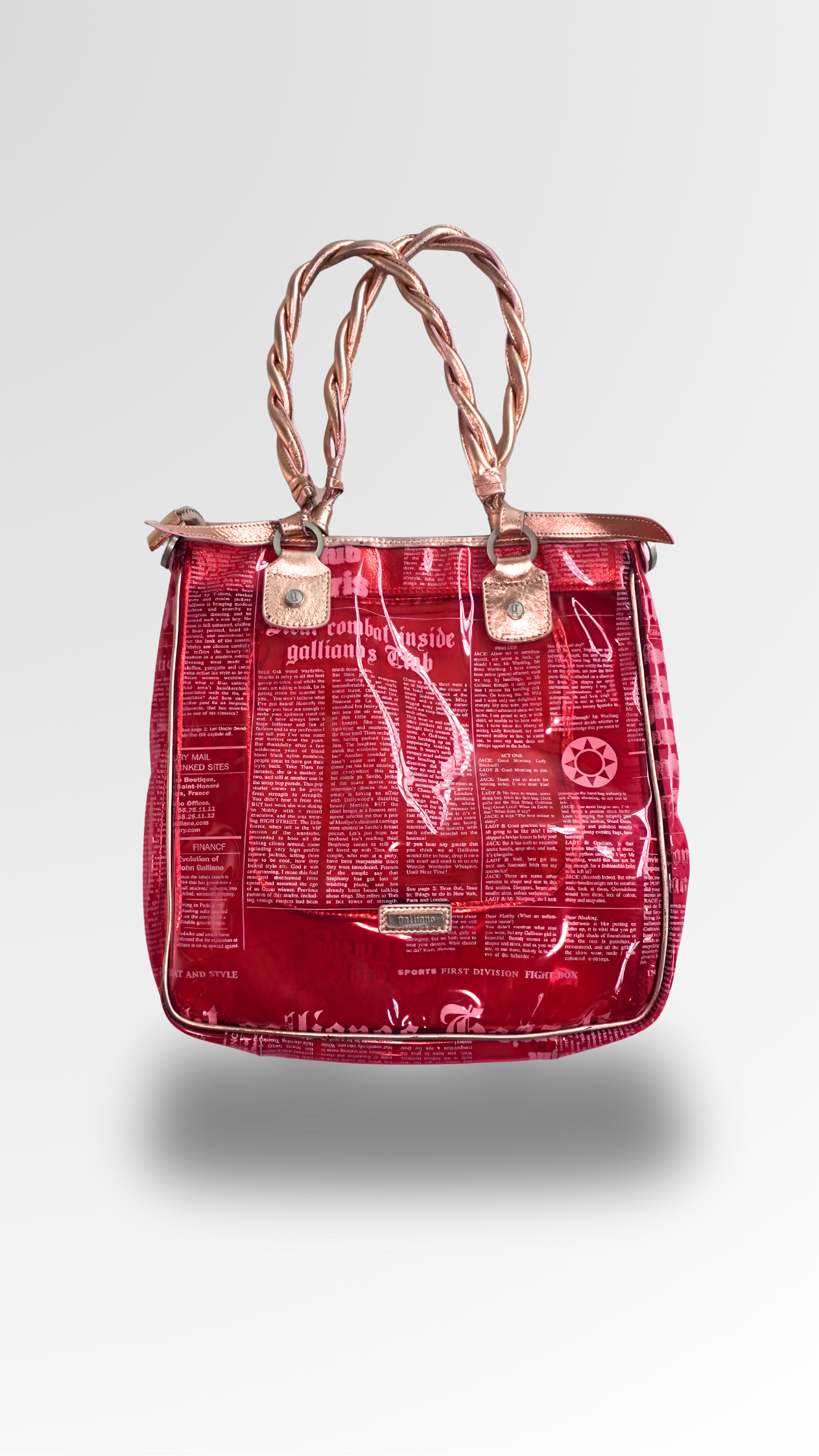 JOHN GALLIANO GAZETTE VINYL TOTE BAG