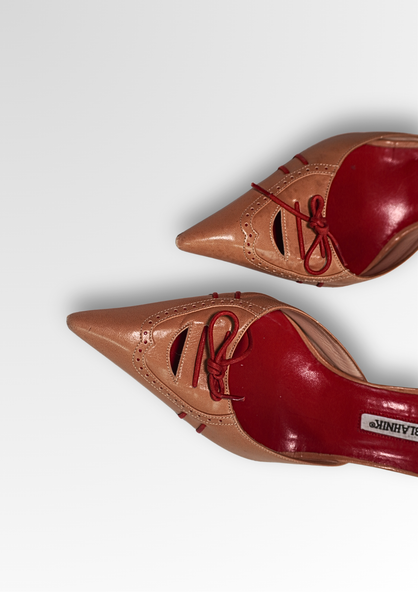 MANOLO BLAHNIK LACE-UP KITTEN MULES